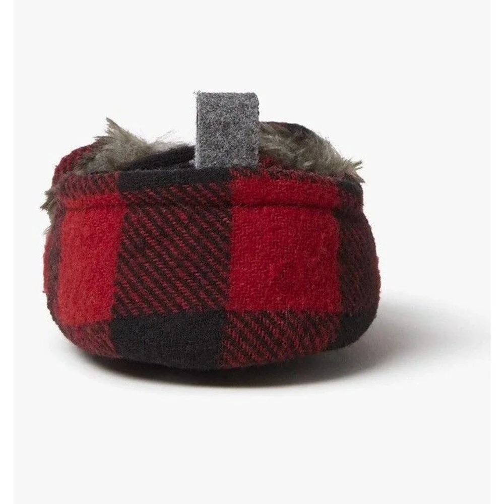 Dearfoams Unisex Kids' Slippers Baby Size 6/9 Months, Red Black Plaid NEW